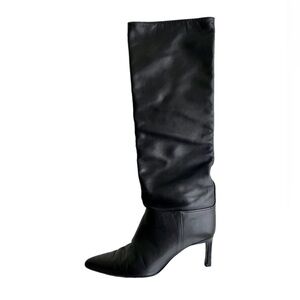 Massimo Dutti Limited Edition Black Knee High Pull On Boots Sz EU 38/US 7.5-US 8